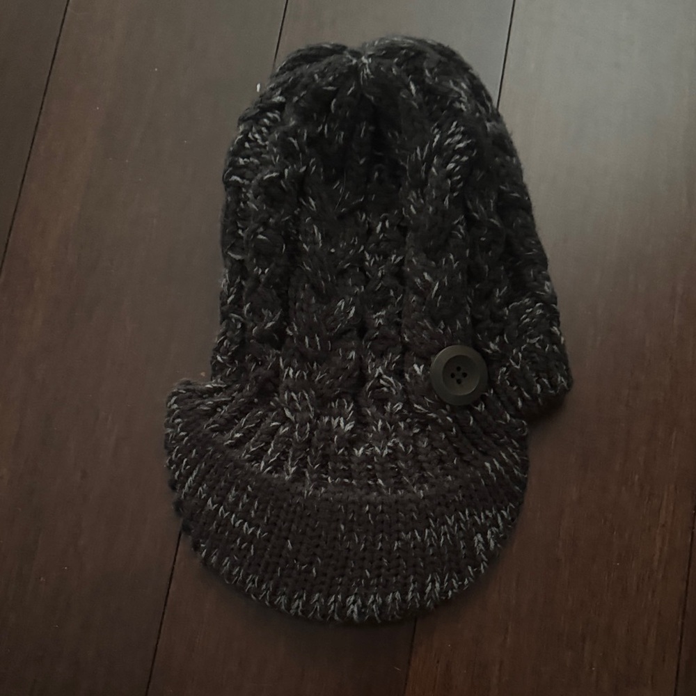 Maurices Black Knit Button Hat